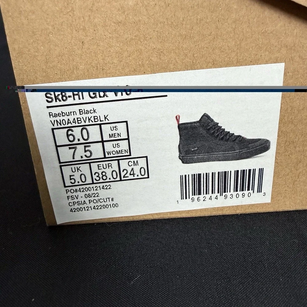 VANS Sk8-Hi GTX VR3 Raeburn Gore-Tex Triple Black High Top Sneaker Red M 4 W 5.5